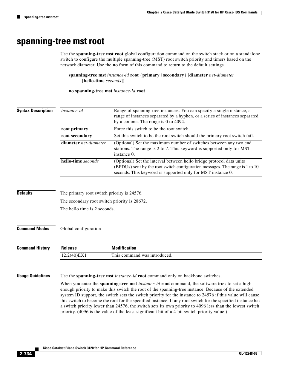 Spanning-tree mst root | Dell POWEREDGE M1000E User Manual | Page 764 / 1082