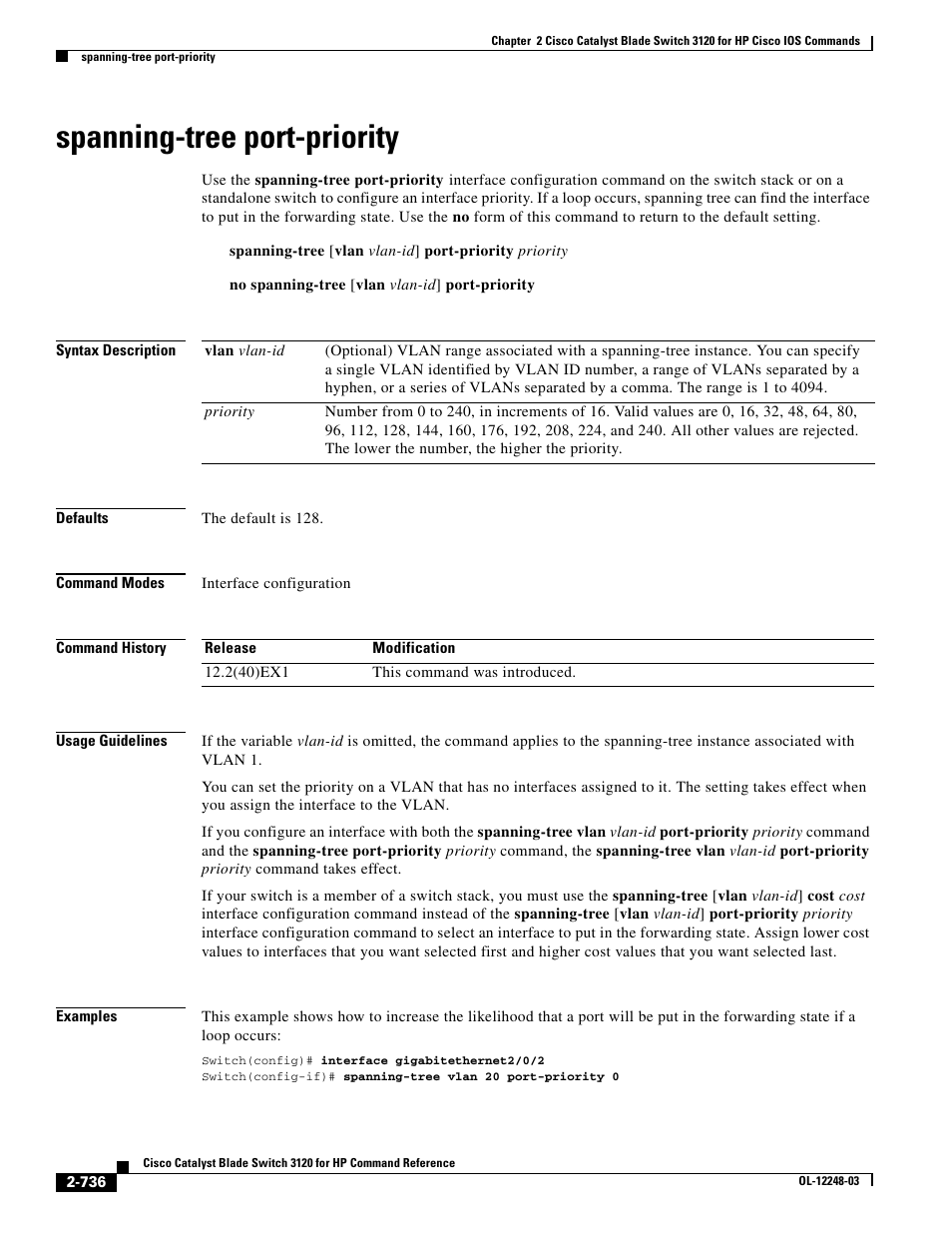 Spanning-tree port-priority | Dell POWEREDGE M1000E User Manual | Page 766 / 1082