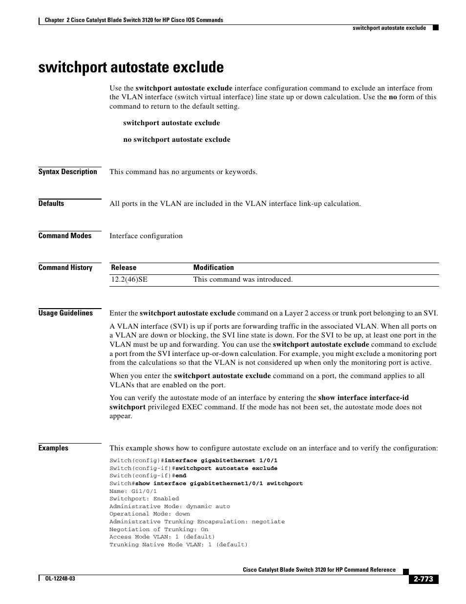 Switchport autostate exclude | Dell POWEREDGE M1000E User Manual | Page 803 / 1082