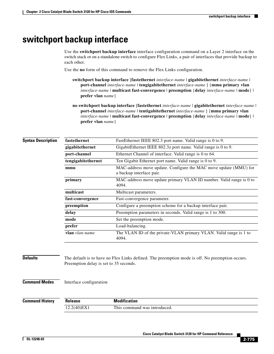 Switchport backup interface | Dell POWEREDGE M1000E User Manual | Page 805 / 1082