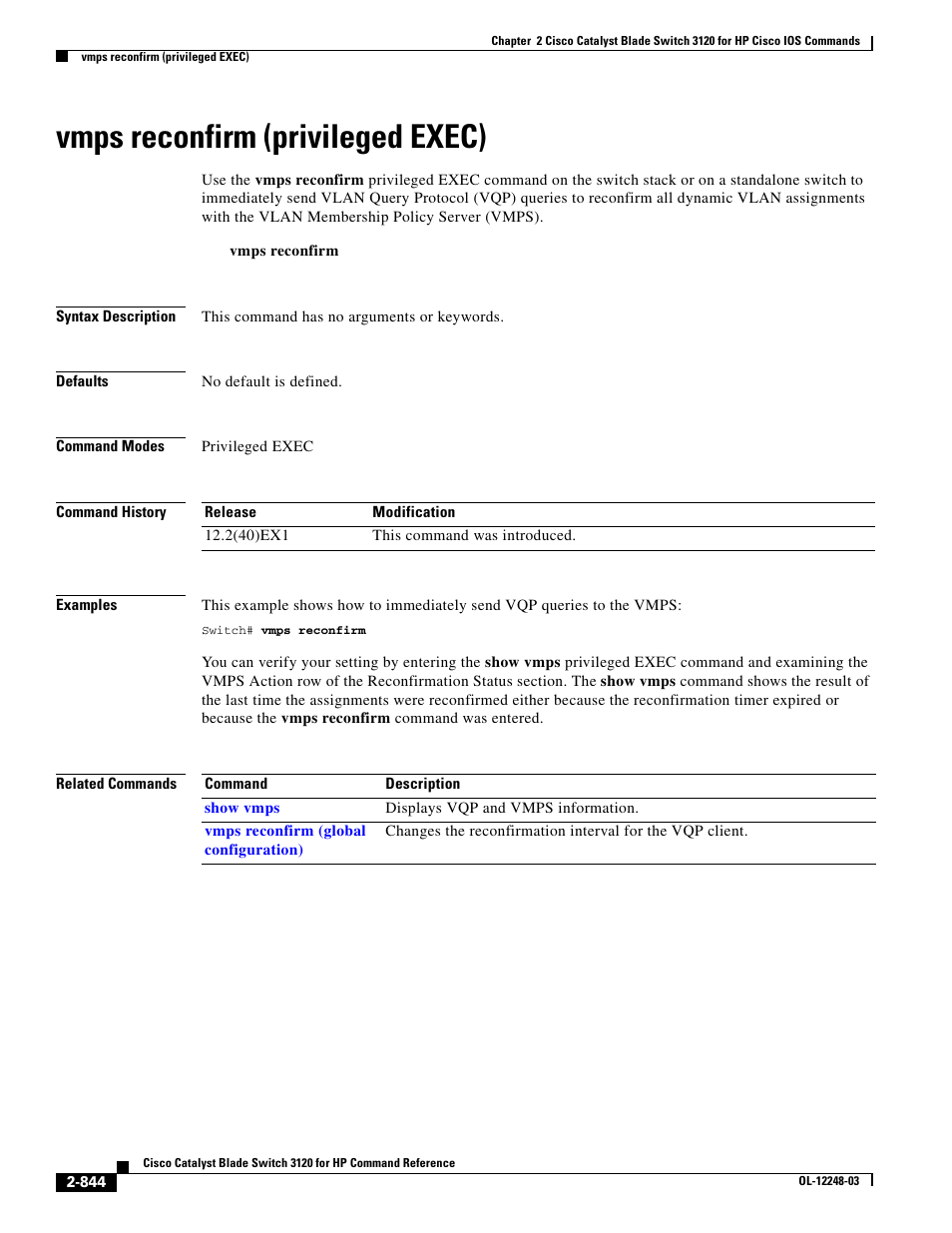 Vmps reconfirm (privileged exec) | Dell POWEREDGE M1000E User Manual | Page 874 / 1082