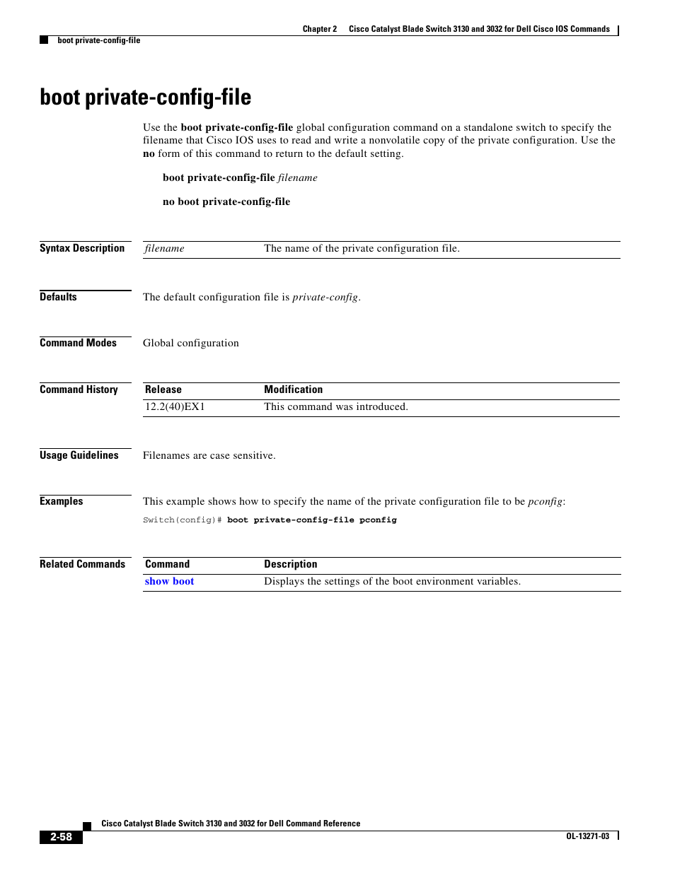 Boot private-config-file | Dell POWEREDGE M1000E User Manual | Page 88 / 1082