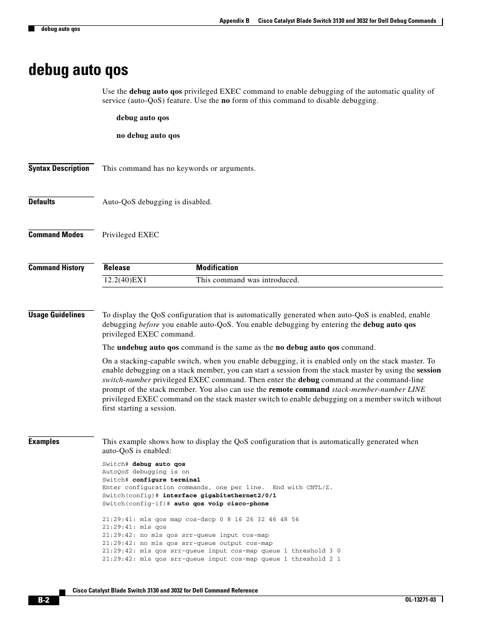 Debug auto qos, Command | Dell POWEREDGE M1000E User Manual | Page 918 / 1082