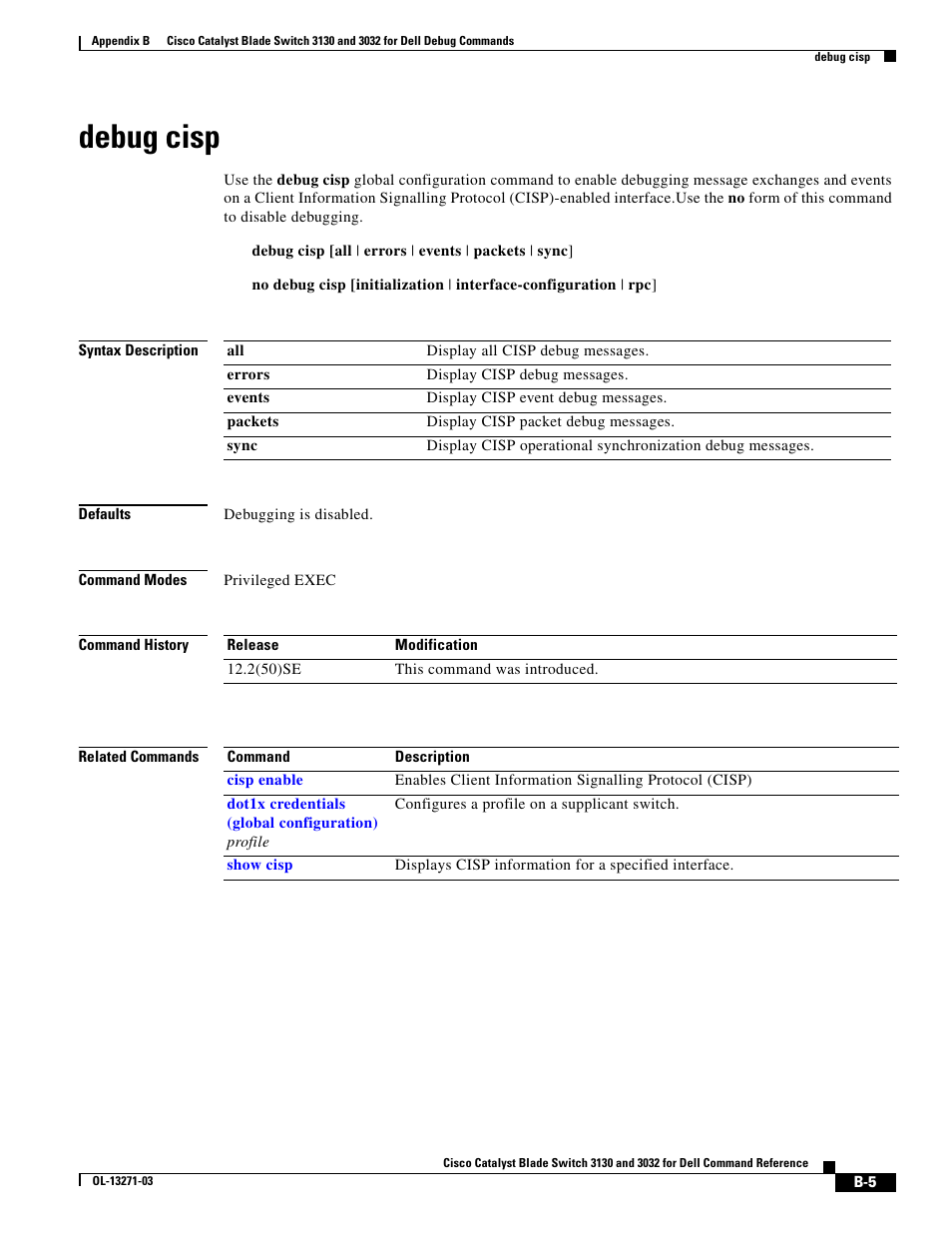 Debug cisp | Dell POWEREDGE M1000E User Manual | Page 921 / 1082