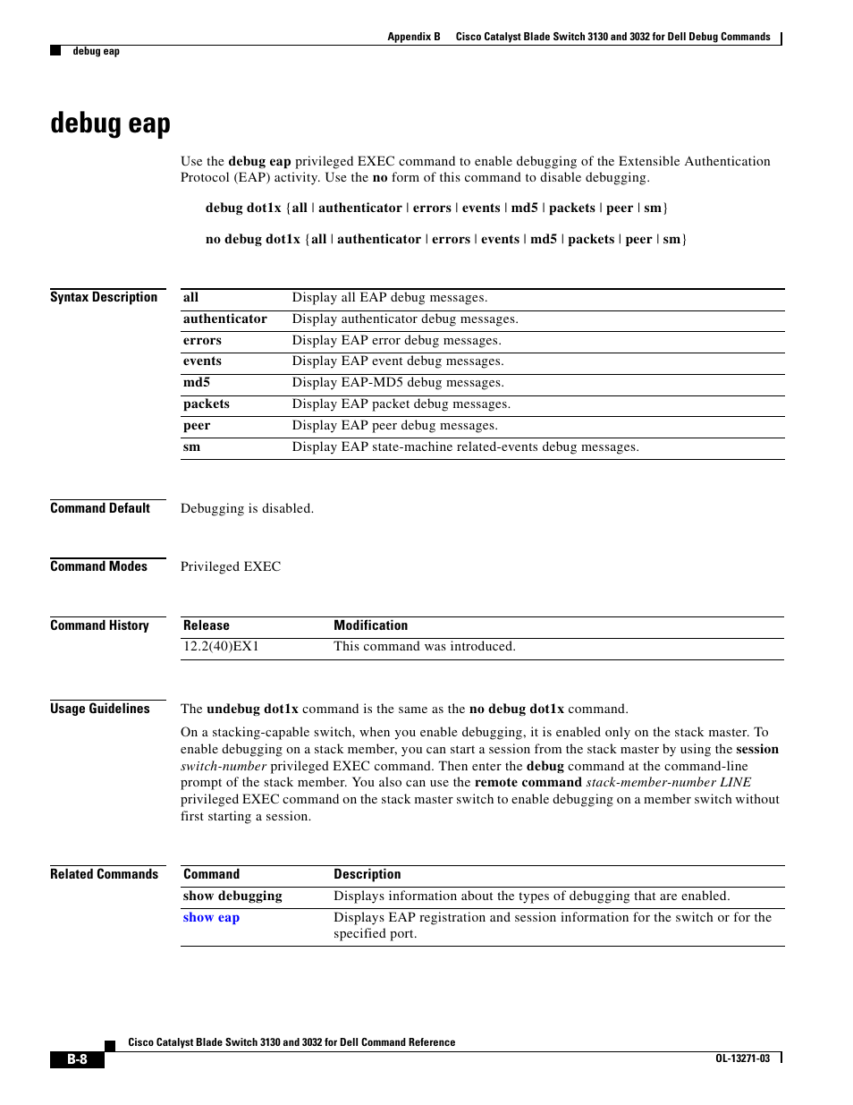 Debug eap | Dell POWEREDGE M1000E User Manual | Page 924 / 1082