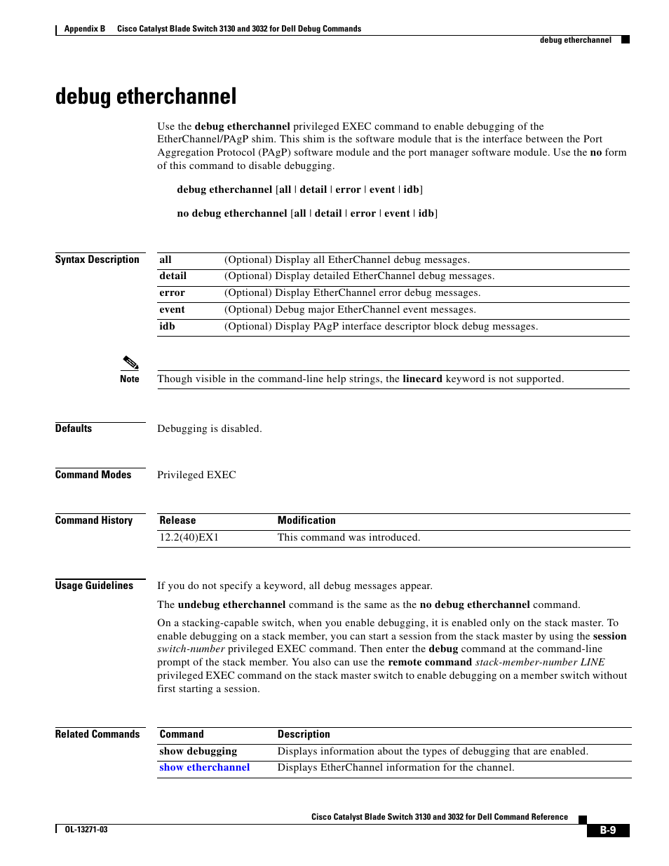 Debug etherchannel | Dell POWEREDGE M1000E User Manual | Page 925 / 1082