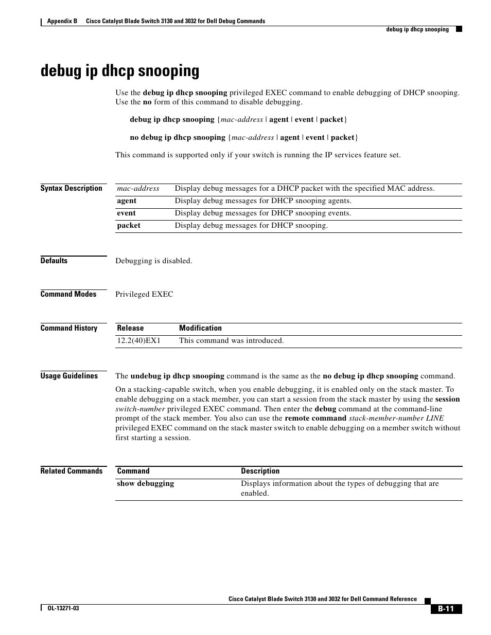 Debug ip dhcp snooping | Dell POWEREDGE M1000E User Manual | Page 927 / 1082