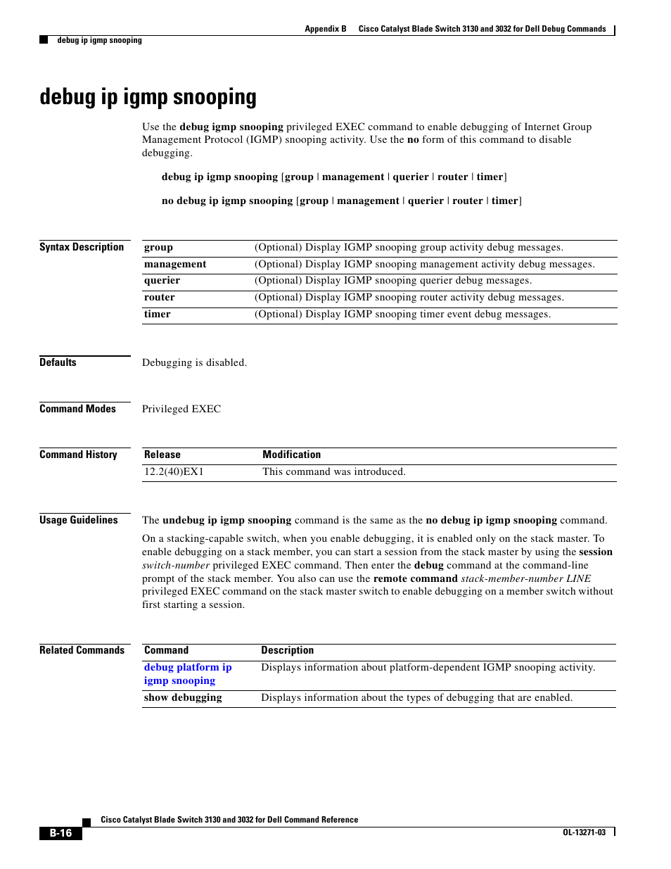 Debug ip igmp snooping | Dell POWEREDGE M1000E User Manual | Page 932 / 1082