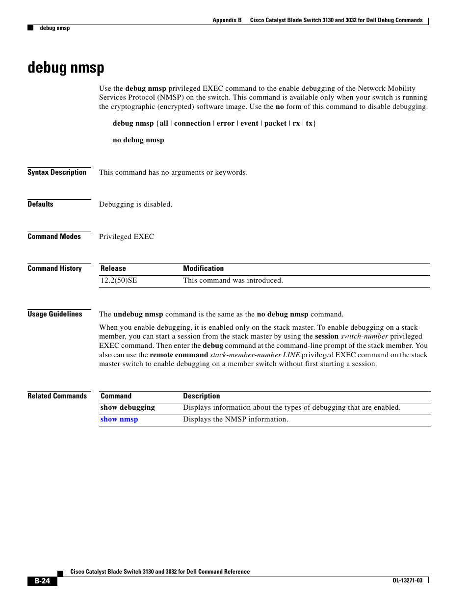 Debug nmsp | Dell POWEREDGE M1000E User Manual | Page 940 / 1082