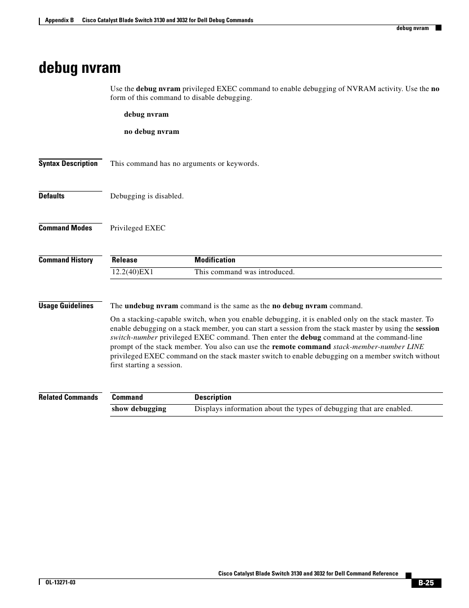 Debug nvram | Dell POWEREDGE M1000E User Manual | Page 941 / 1082