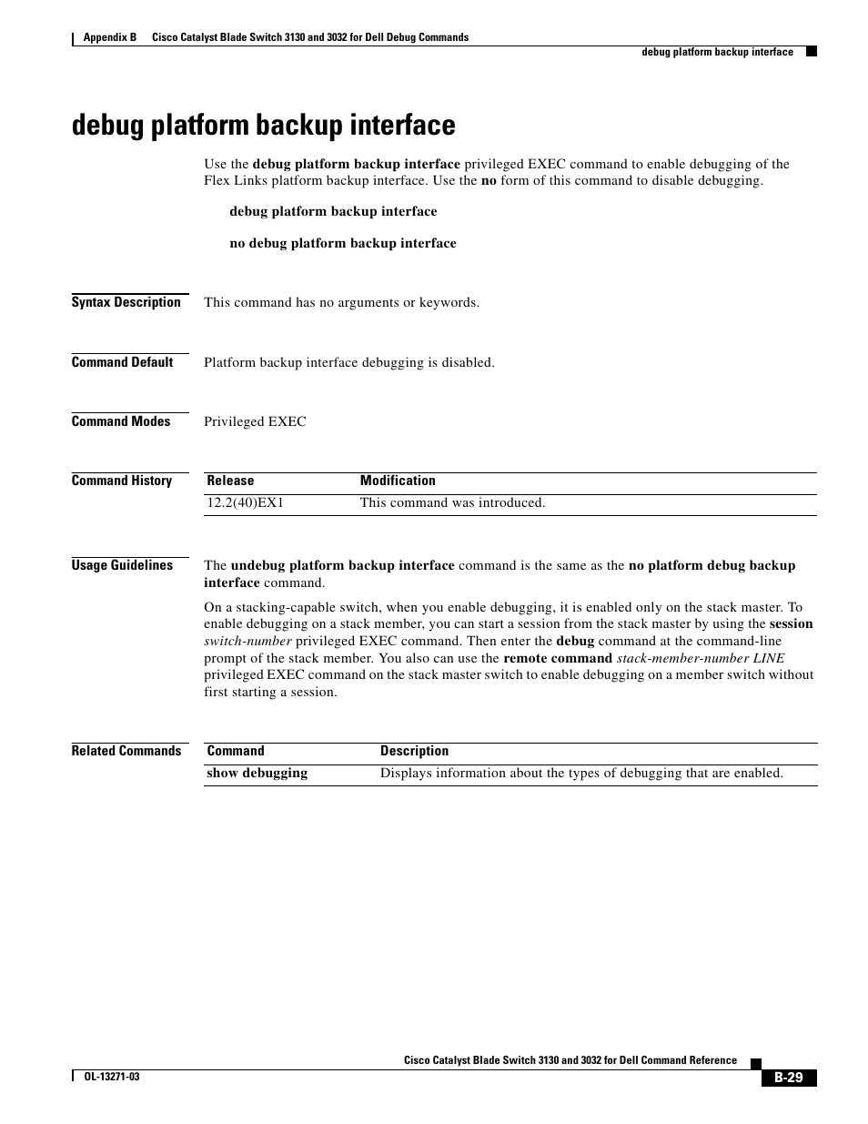 Debug platform backup interface | Dell POWEREDGE M1000E User Manual | Page 945 / 1082