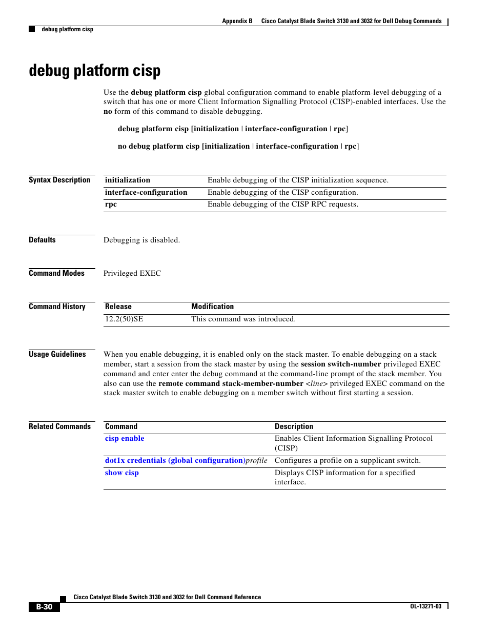 Debug platform cisp | Dell POWEREDGE M1000E User Manual | Page 946 / 1082