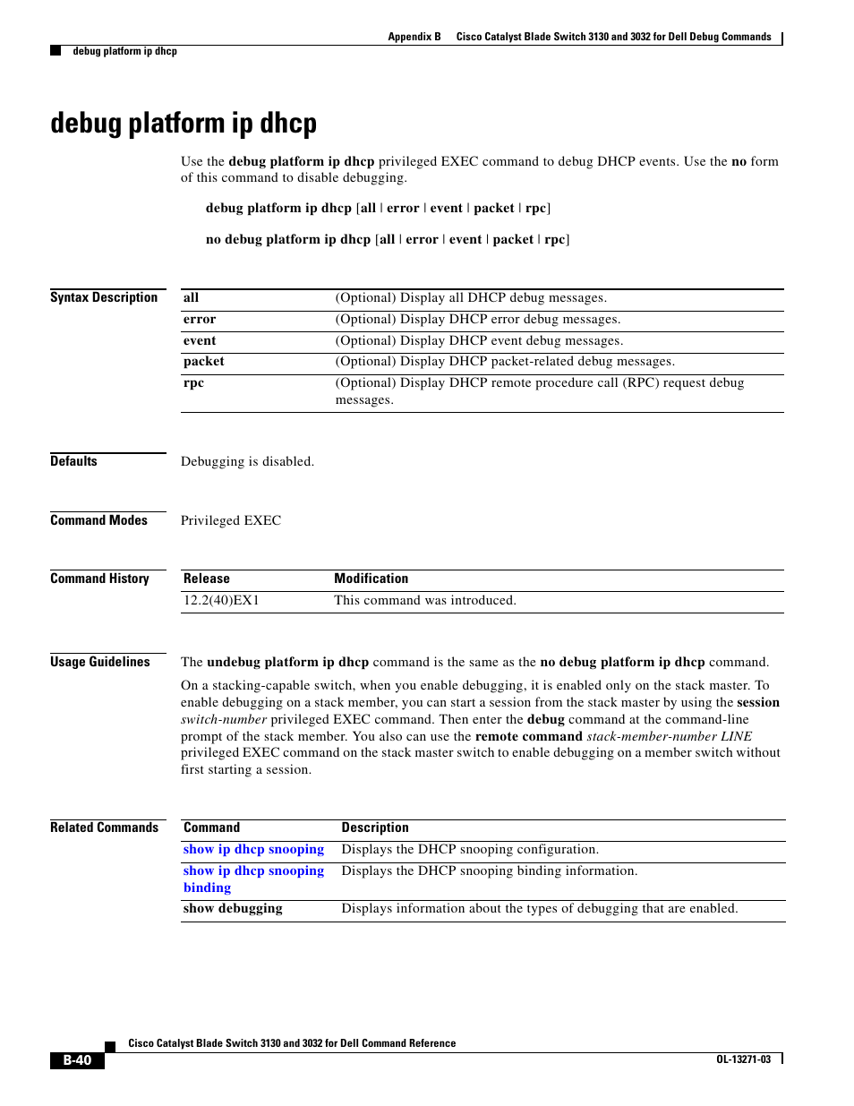 Debug platform ip dhcp | Dell POWEREDGE M1000E User Manual | Page 956 / 1082