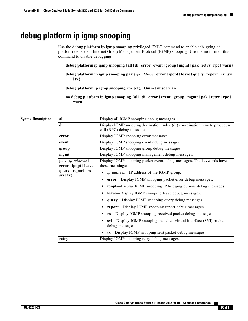 Debug platform ip igmp snooping | Dell POWEREDGE M1000E User Manual | Page 957 / 1082