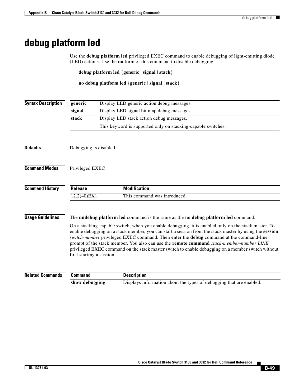 Debug platform led | Dell POWEREDGE M1000E User Manual | Page 965 / 1082