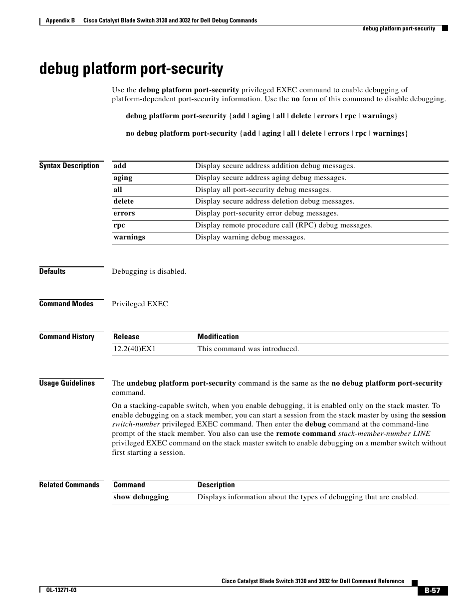 Debug platform port-security | Dell POWEREDGE M1000E User Manual | Page 973 / 1082