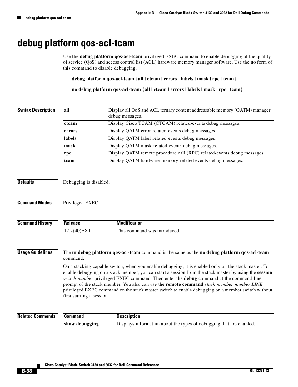 Debug platform qos-acl-tcam | Dell POWEREDGE M1000E User Manual | Page 974 / 1082