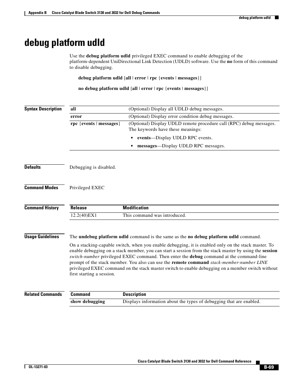 Debug platform udld | Dell POWEREDGE M1000E User Manual | Page 985 / 1082