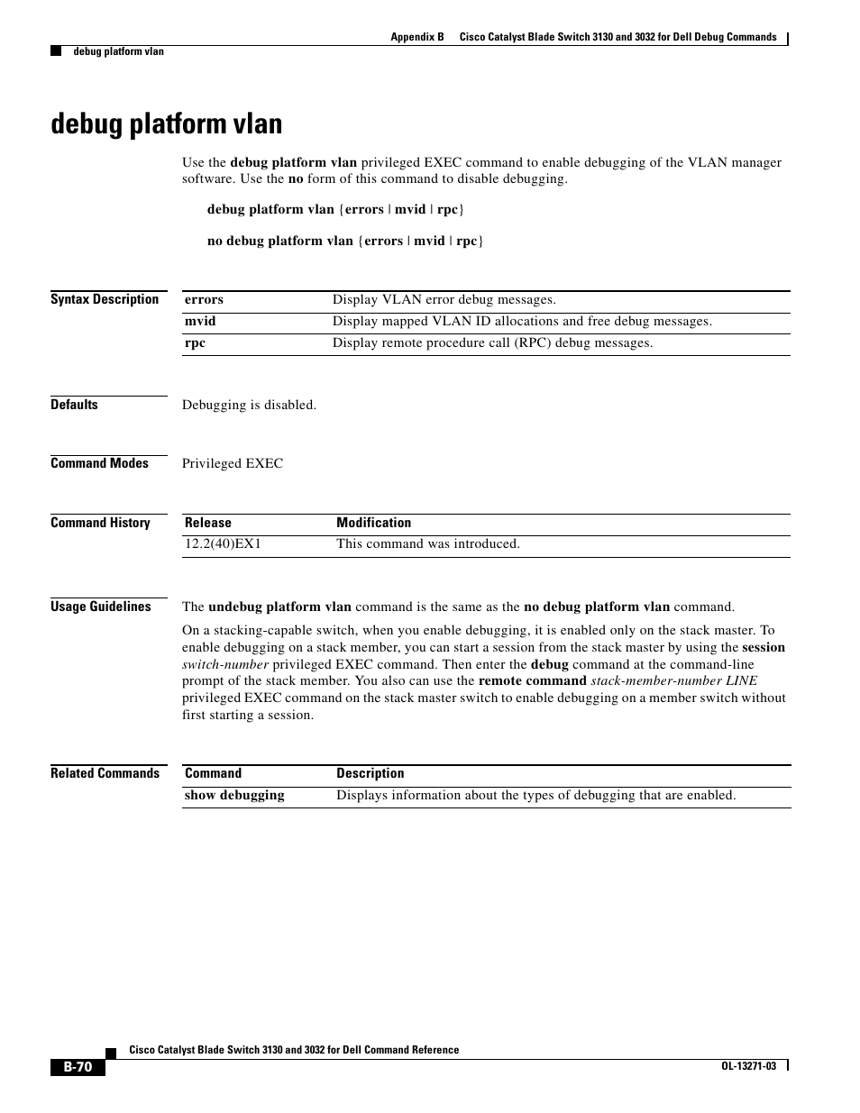 Debug platform vlan | Dell POWEREDGE M1000E User Manual | Page 986 / 1082