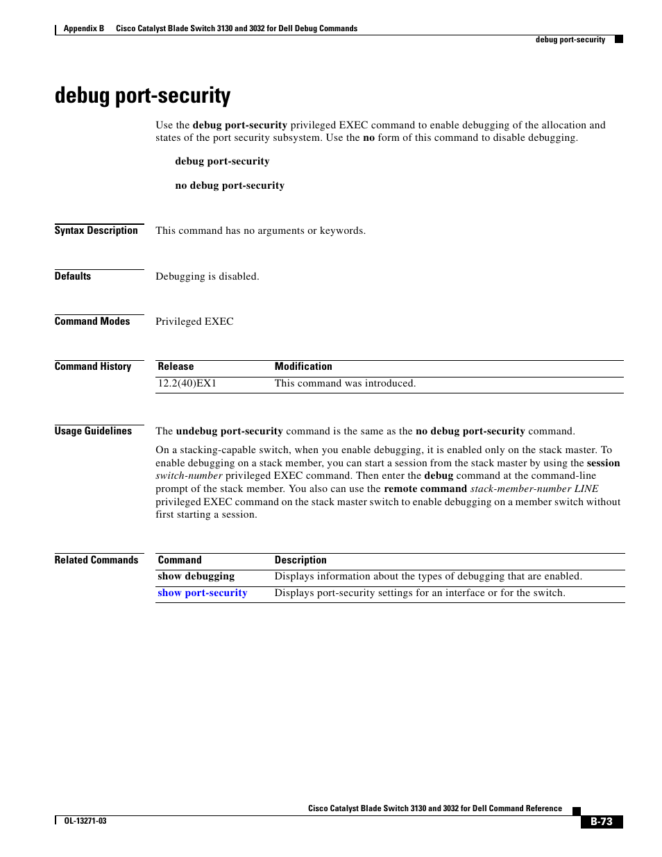 Debug port-security | Dell POWEREDGE M1000E User Manual | Page 989 / 1082