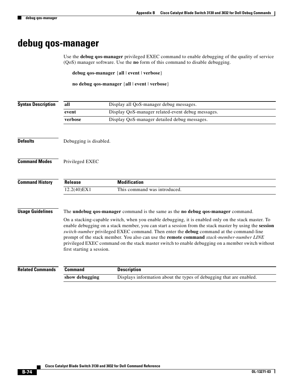 Debug qos-manager | Dell POWEREDGE M1000E User Manual | Page 990 / 1082