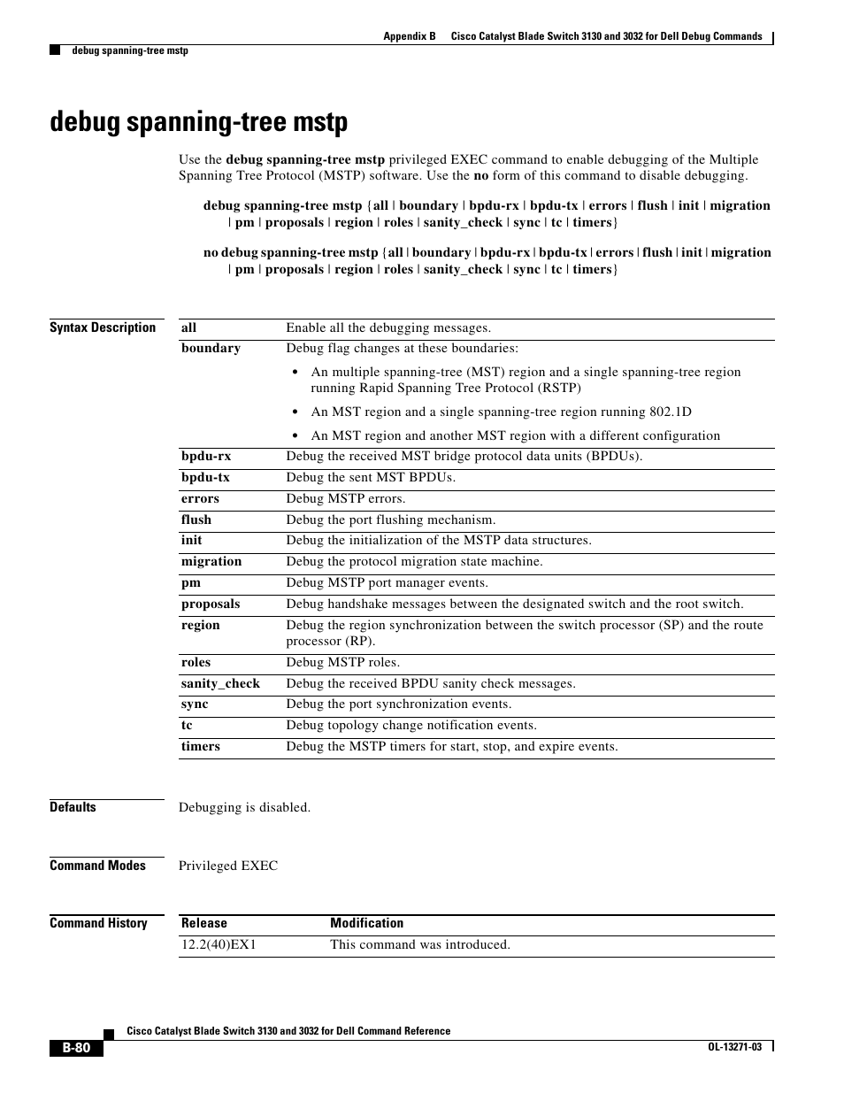 Debug spanning-tree mstp | Dell POWEREDGE M1000E User Manual | Page 996 / 1082