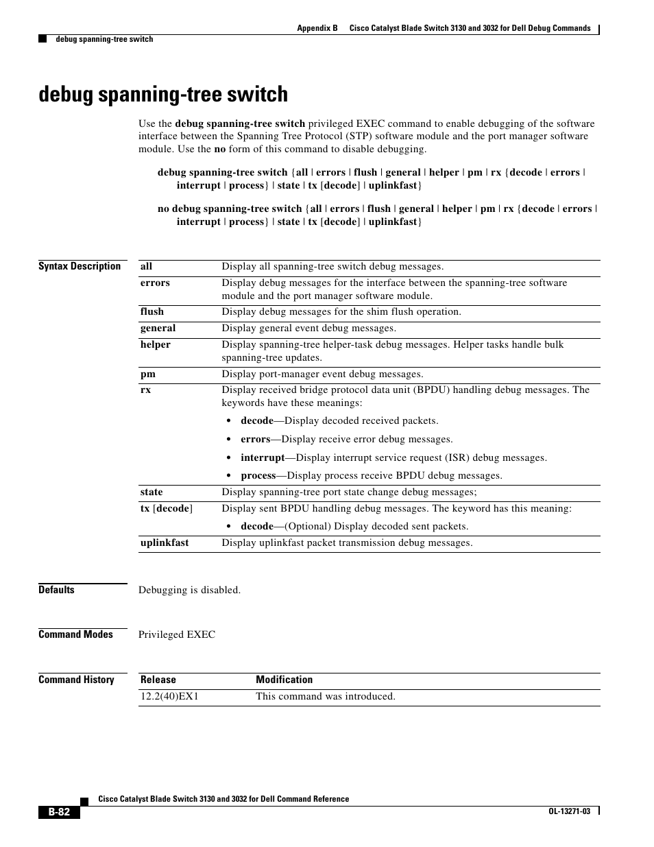 Debug spanning-tree switch | Dell POWEREDGE M1000E User Manual | Page 998 / 1082