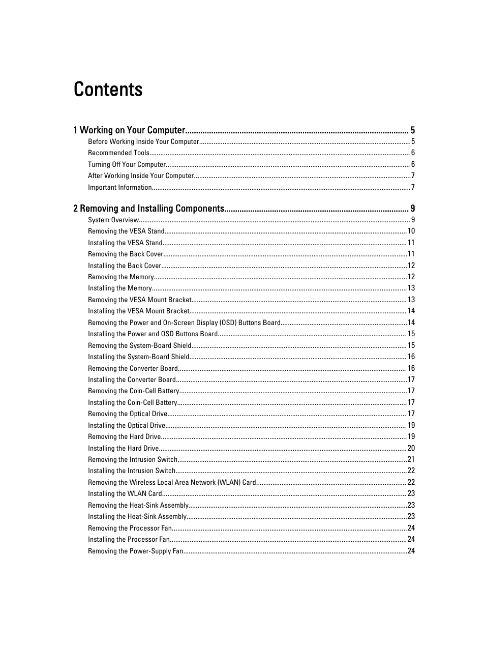 Dell OptiPlex 9020 All In One (Mid 2013) User Manual | Page 3 / 63