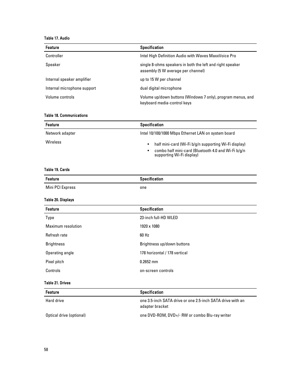 Dell OptiPlex 9020 All In One (Mid 2013) User Manual | Page 58 / 63