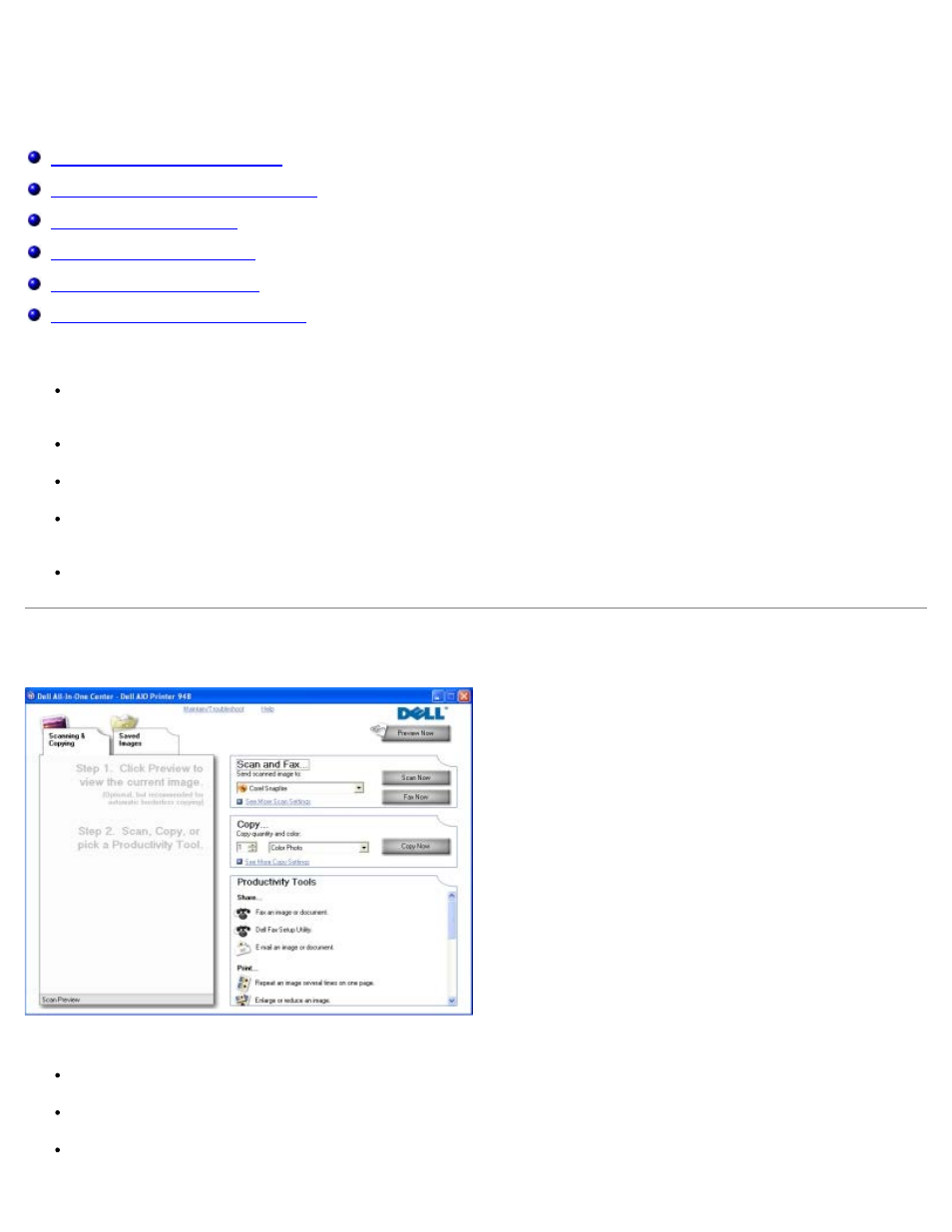 Understanding the software, Using the dell all-in-one center | Dell 948 All In One Printer User Manual | Page 5 / 144