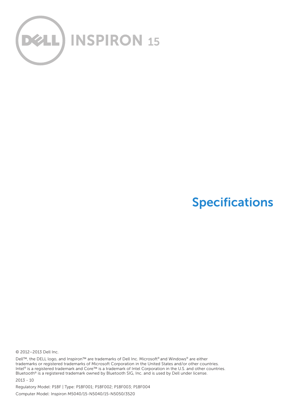 Dell Inspiron 15 (3520, Mid 2012) User Manual | 6 pages