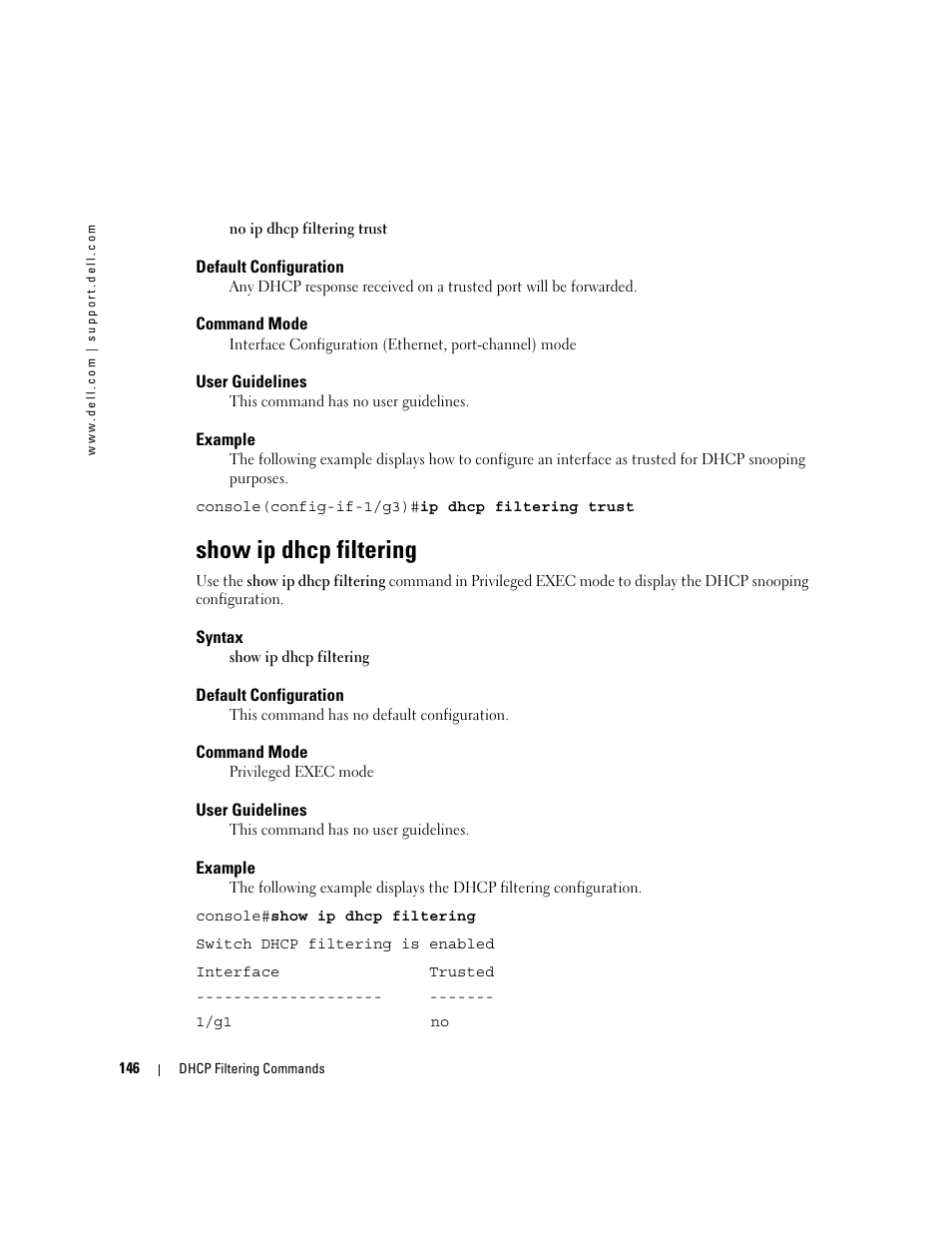 Show ip dhcp filtering | Dell PowerEdge M600 User Manual | Page 178 / 808