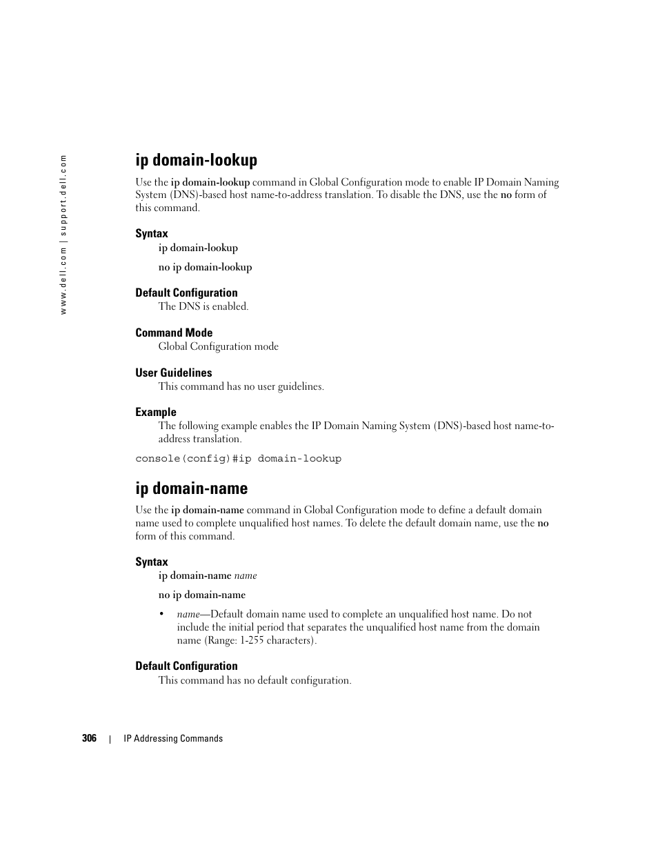 Ip domain-lookup, Ip domain-name | Dell PowerEdge M600 User Manual | Page 324 / 808