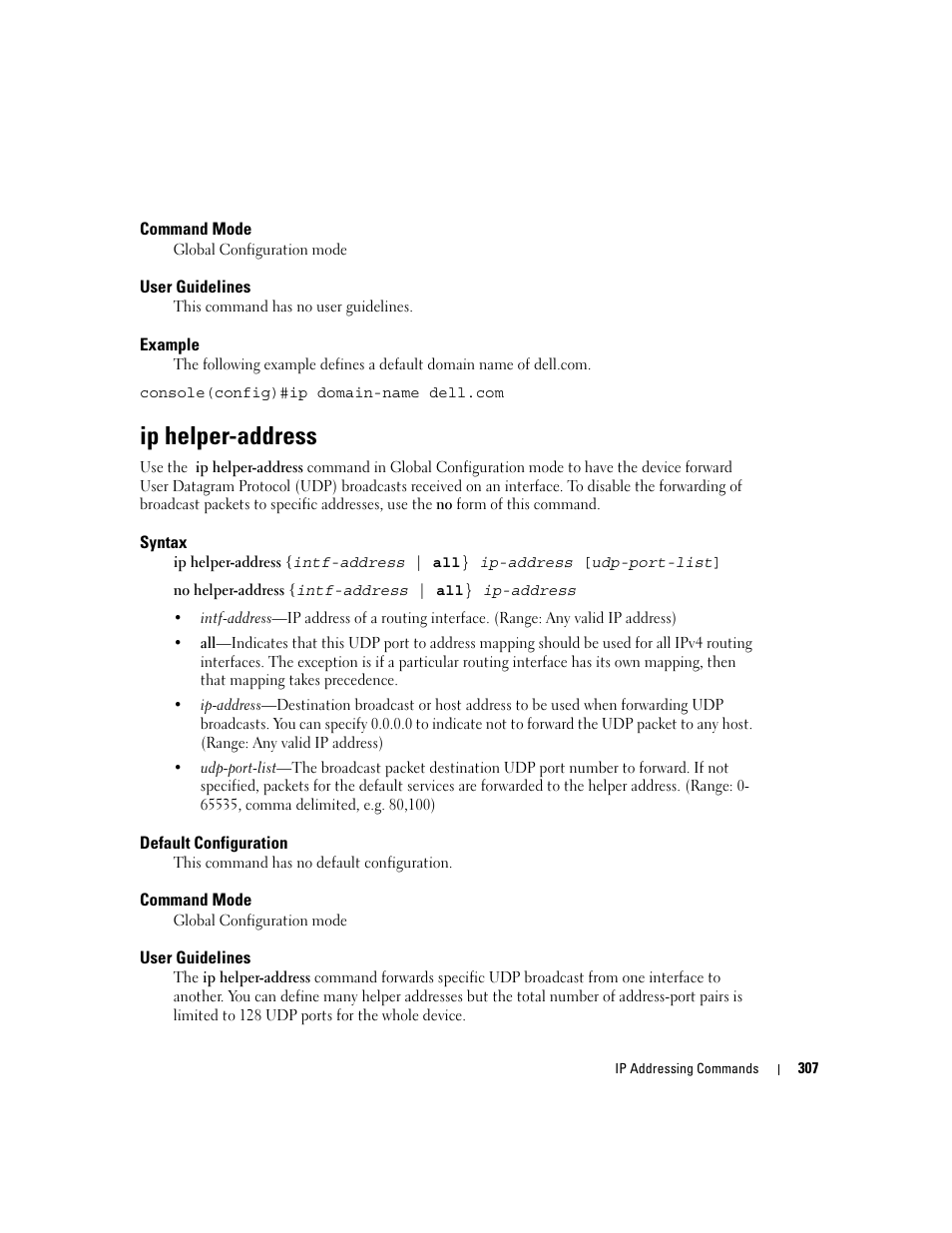 Ip helper-address | Dell PowerEdge M600 User Manual | Page 325 / 808