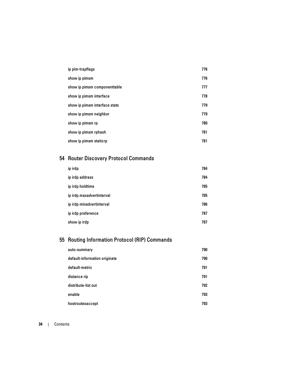 54 router discovery protocol commands, 55 routing information protocol (rip) commands | Dell PowerEdge M600 User Manual | Page 36 / 808