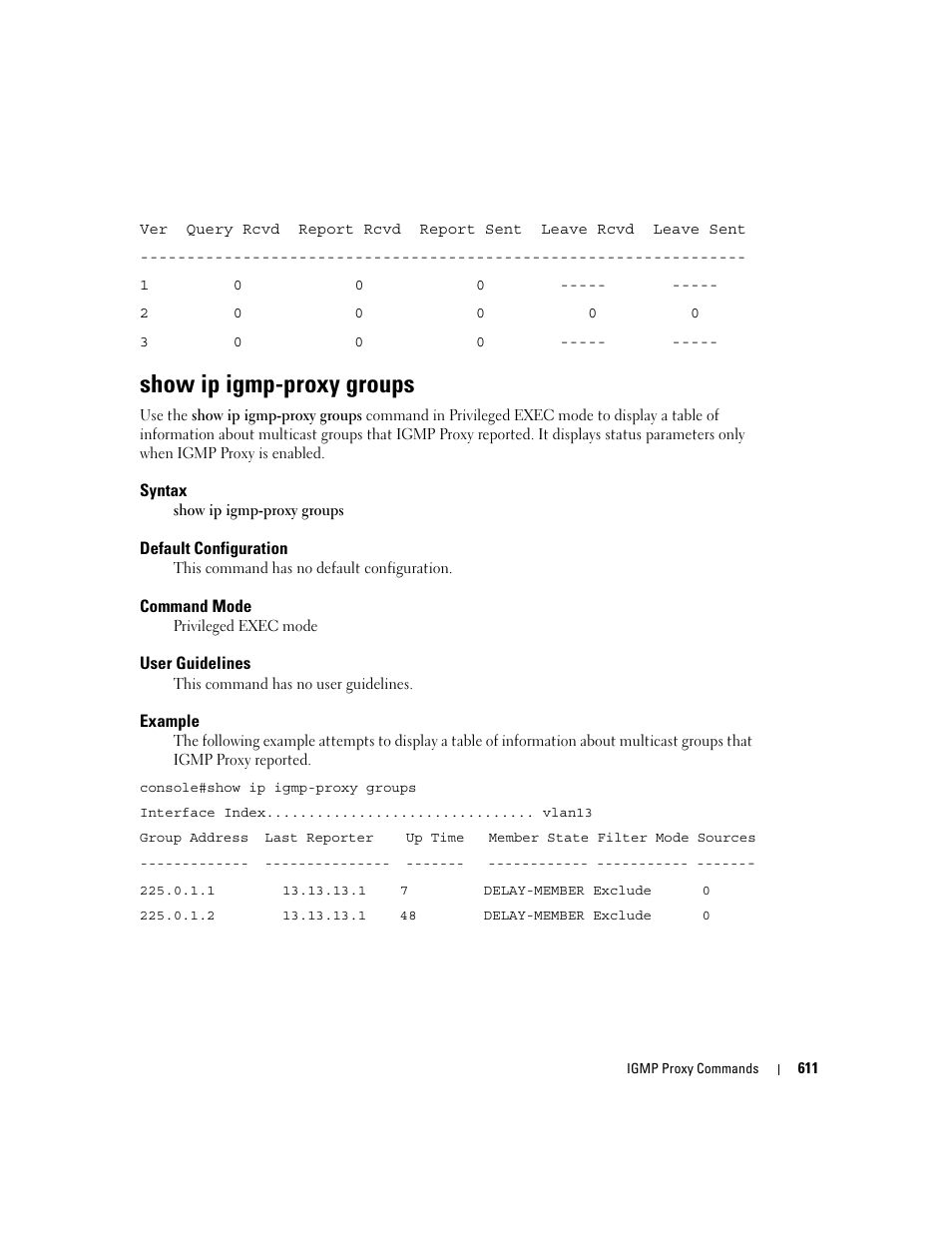 Show ip igmp-proxy groups | Dell PowerEdge M600 User Manual | Page 607 / 808