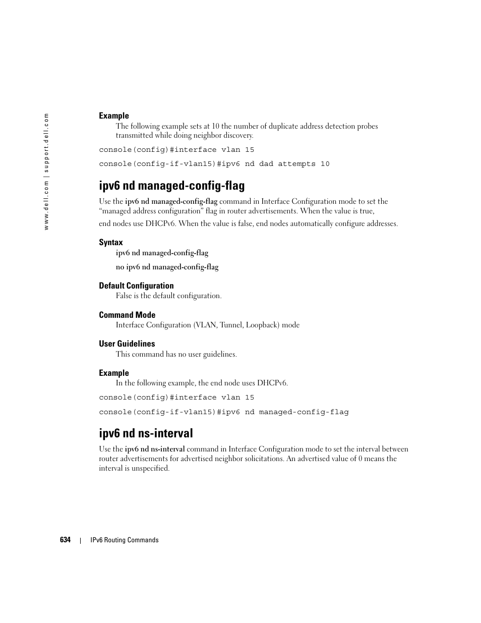 Ipv6 nd managed-config-flag, Ipv6 nd ns-interval | Dell PowerEdge M600 User Manual | Page 630 / 808