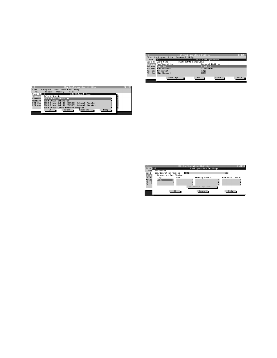 Figure 3-2, Add network card dialog box -5, Figure 3-3 | Card configuration dialog box -5, Figure 3-4, Configuration settings dialog box -5 | Dell OptiPlex Gxi User Manual | Page 49 / 134