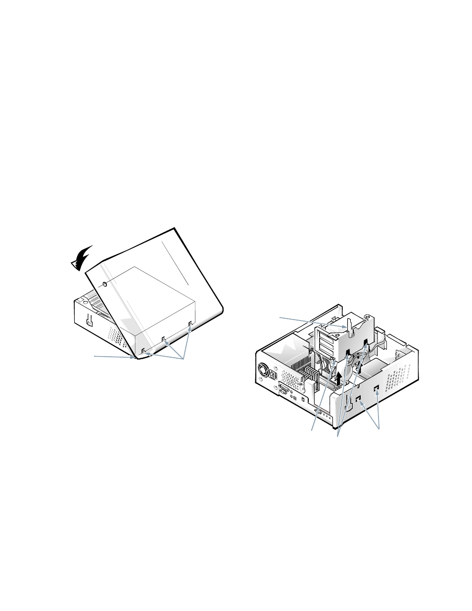 Removing and replacing the expansion-card cage, Removing the expansion-card cage, Removing and replacing the expansion-card cage -3 | Removing the expansion-card cage -3, Figure 5-3, Replacing the computer cover -3, Figure 5-4, Removing the expansion- card cage5-3, Emoving and replacing the expansion-card cage | Dell OptiPlex Gxi User Manual | Page 67 / 134
