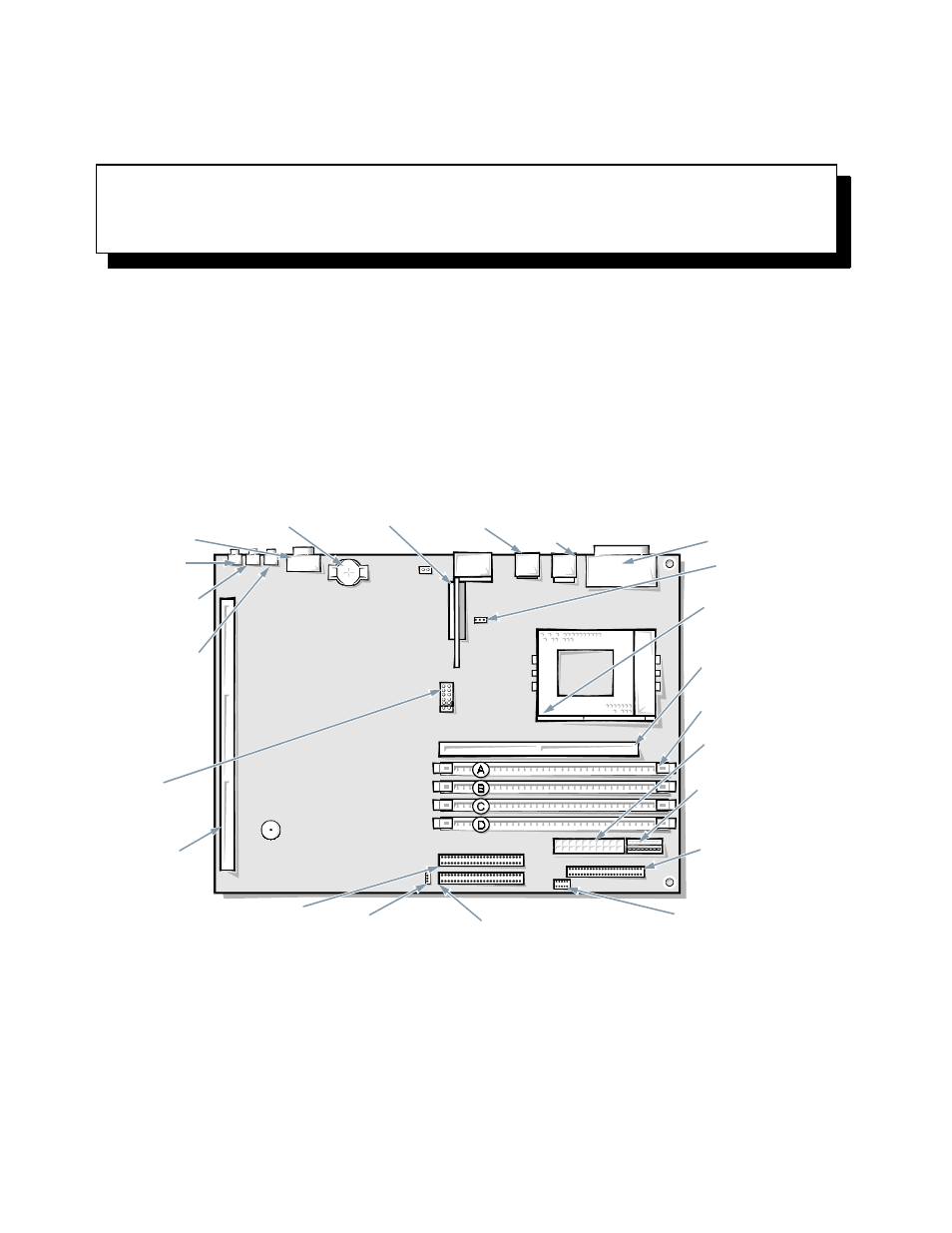 Installing system board options, Chapter 6 installing system board options -1, Figure 6-1 | System board features -1, Installing system board options t, Chapter 6 | Dell OptiPlex Gxi User Manual | Page 75 / 134