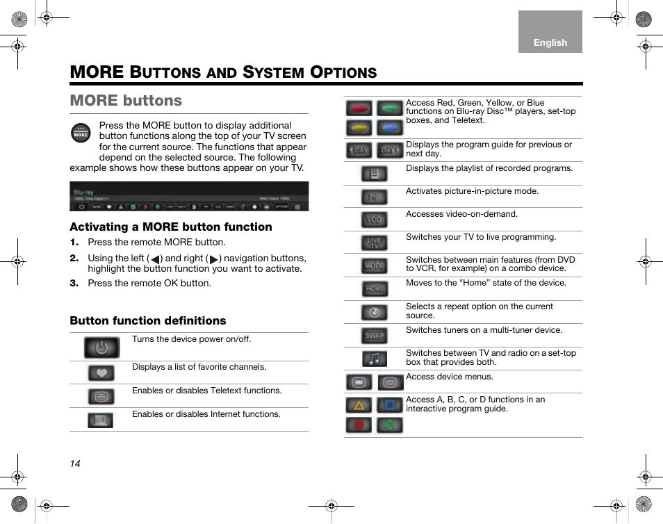 More b, More buttons, Uttons | Ystem, Ptions | Bose LIFESTYLE V35/V25 User Manual | Page 22 / 34