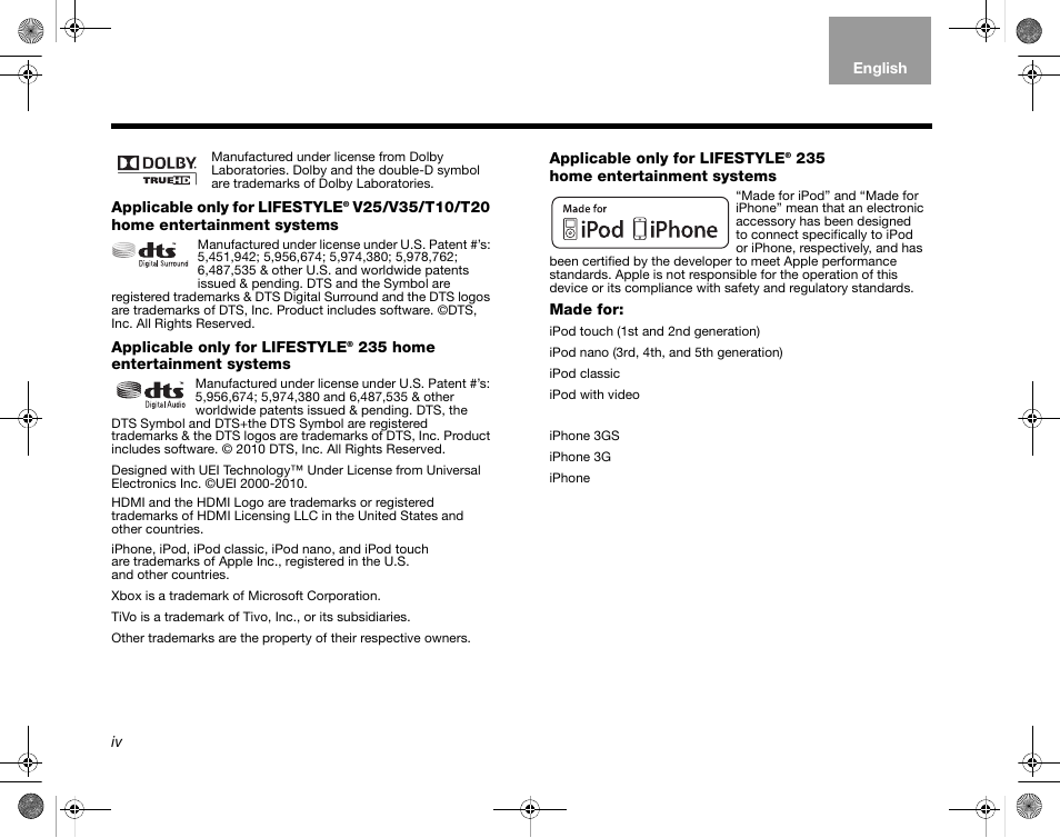 Bose LIFESTYLE V35/V25 User Manual | Page 4 / 34