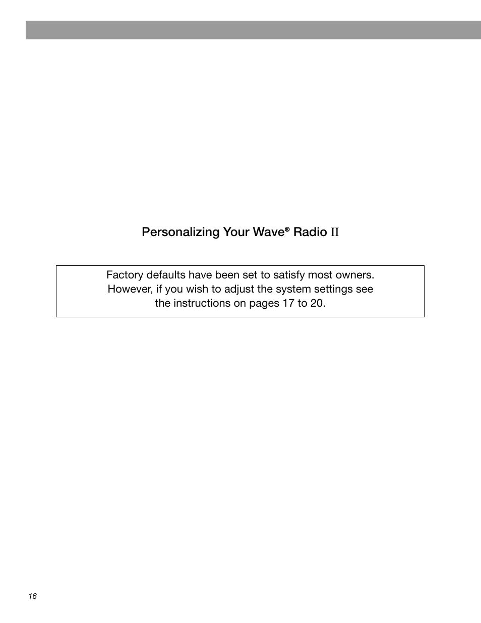 Personalizing your wave, Radio | Bose Wave Radio II User Manual | Page 18 / 28