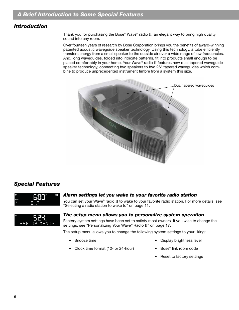Special features | Bose Wave Radio II User Manual | Page 8 / 28