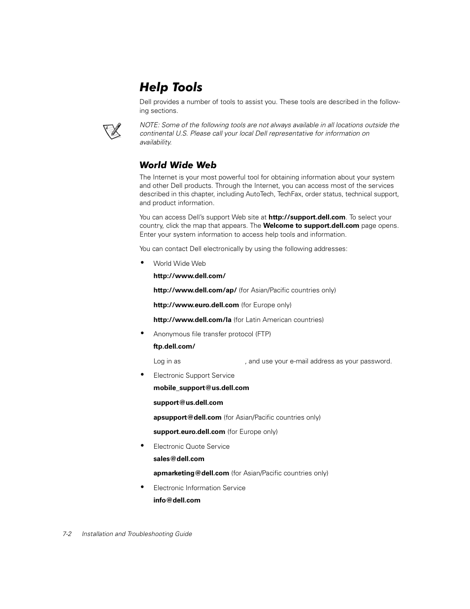 Help tools, World wide web, Help tools -2 | World wide web -2 | Dell PowerVault 56F (16P Fibre Channel Switch) User Manual | Page 118 / 172