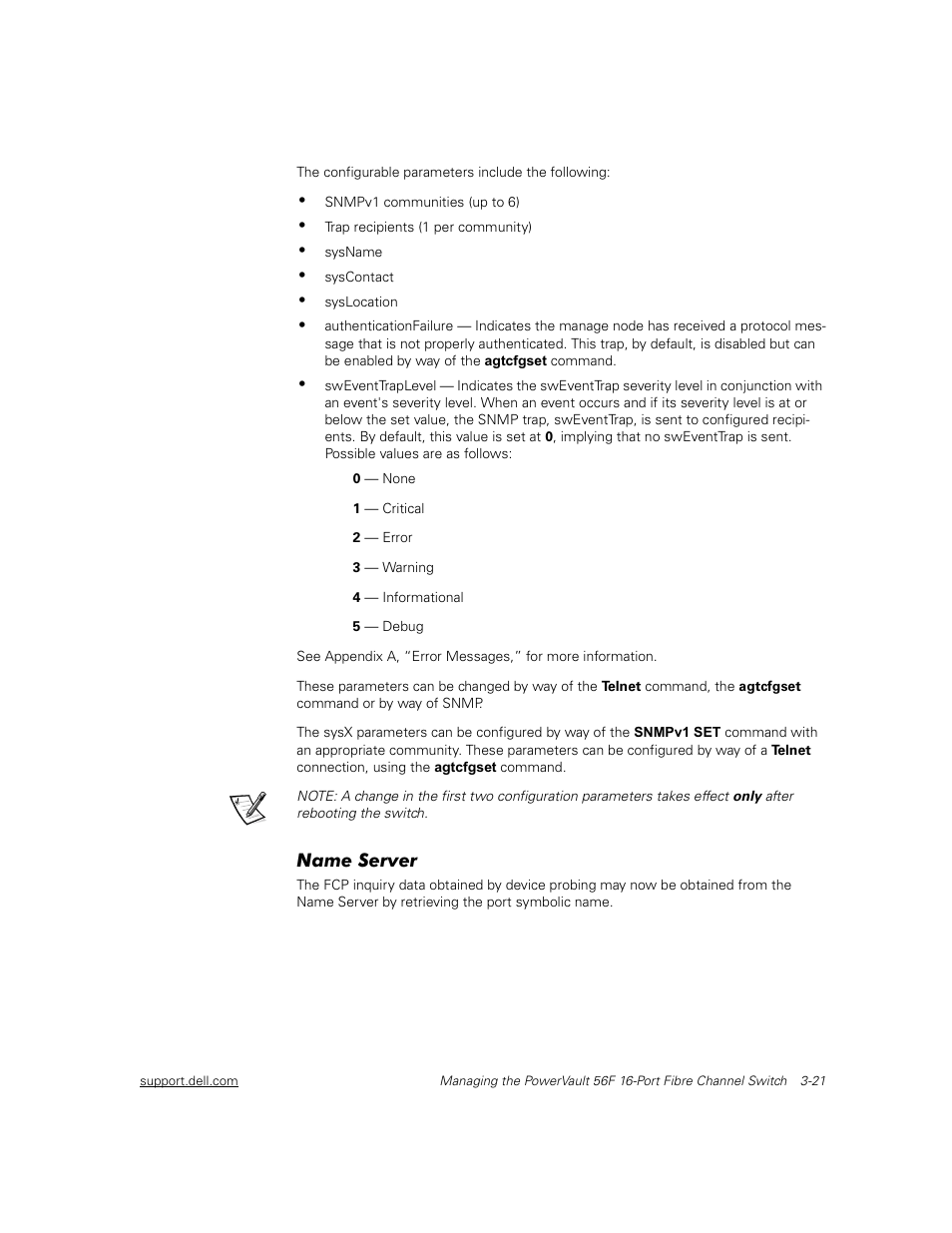 Name server, Name server -21 | Dell PowerVault 56F (16P Fibre Channel Switch) User Manual | Page 55 / 172