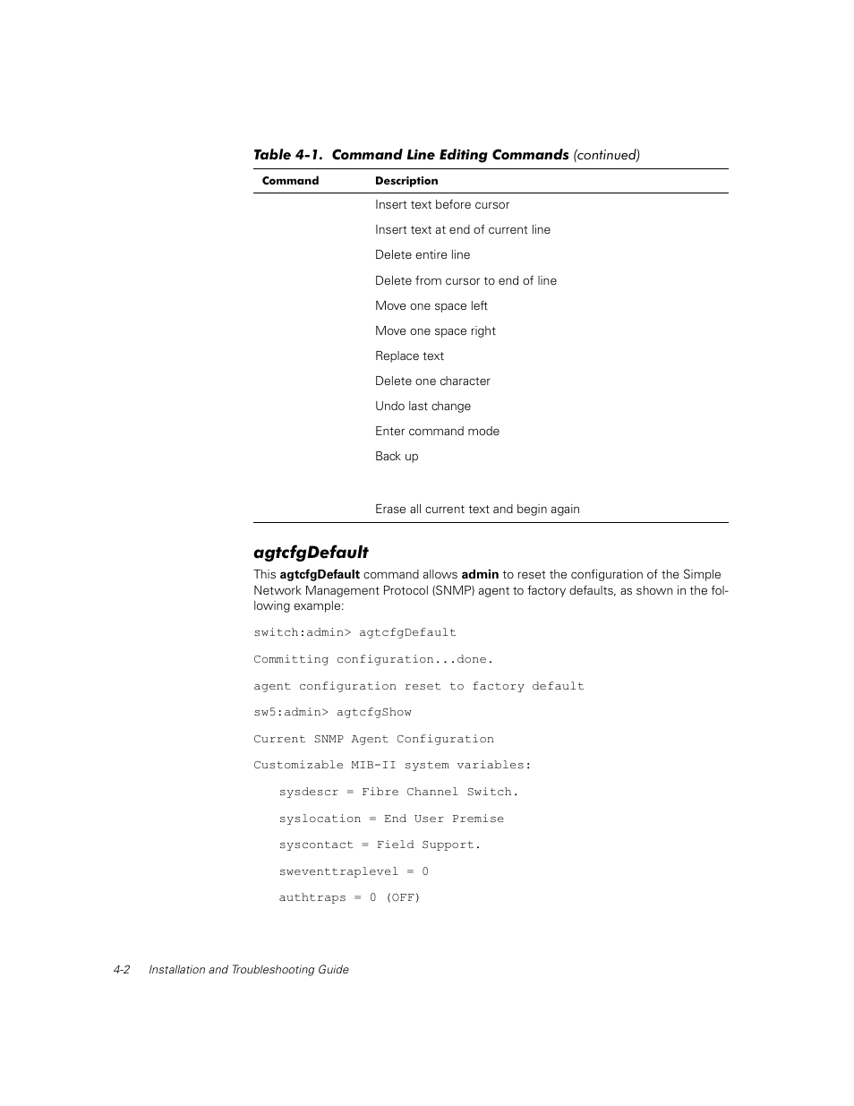 Agtcfgdefault, Agtcfgdefault -2 | Dell PowerVault 56F (16P Fibre Channel Switch) User Manual | Page 58 / 172