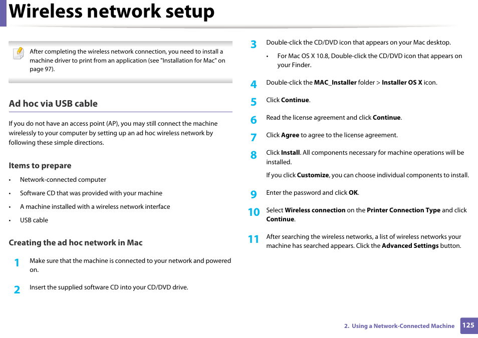 Wireless network setup | Dell B1163 Multifunction Mono Laser Printer User Manual | Page 125 / 204