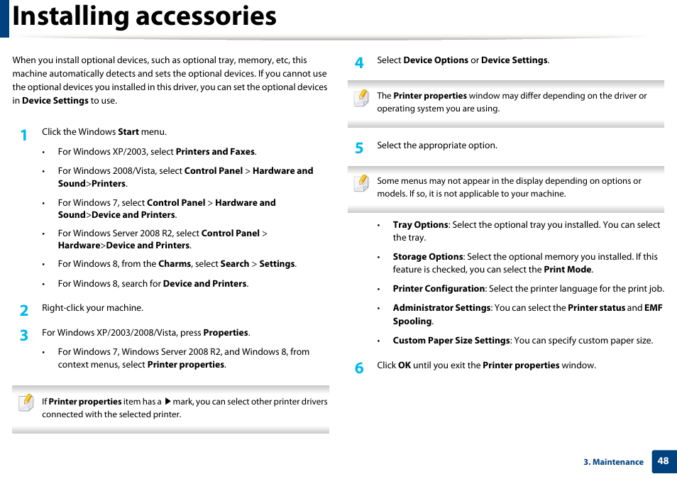 Installing accessories | Dell B1163 Multifunction Mono Laser Printer User Manual | Page 48 / 204