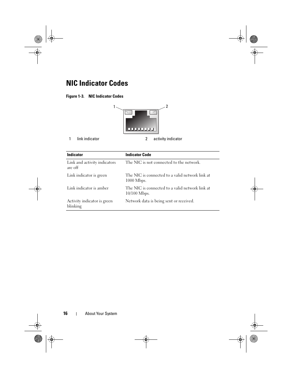 Nic indicator codes | Dell PowerEdge T110 User Manual | Page 16 / 144